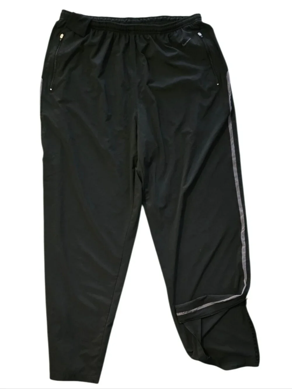 Vintage Y2K Nike Mini Swoosh Stretch Wide Leg Ankle Zip Pants Black Men’s XXL
